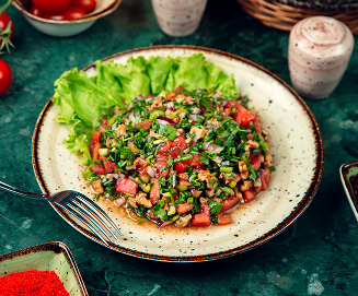 Photo du plat Salade marocaine tomates, poivrons, menthe et pois chiches